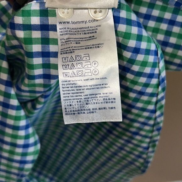 Tommy Hilfiger Men’s M Summer check blue green and white button down shirt - Picture 13 of 16